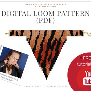 Tiger Stripe Beaded Loom Necklace Pattern with Fringe - DIY Jewelry Tutorial