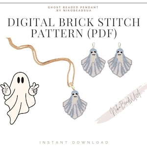 Patrón de puntada de ladrillo fantasma para pendientes, llaveros o colgantes de cuentas, patrón de pendientes de cuentas DIY para Miyuki Delica
