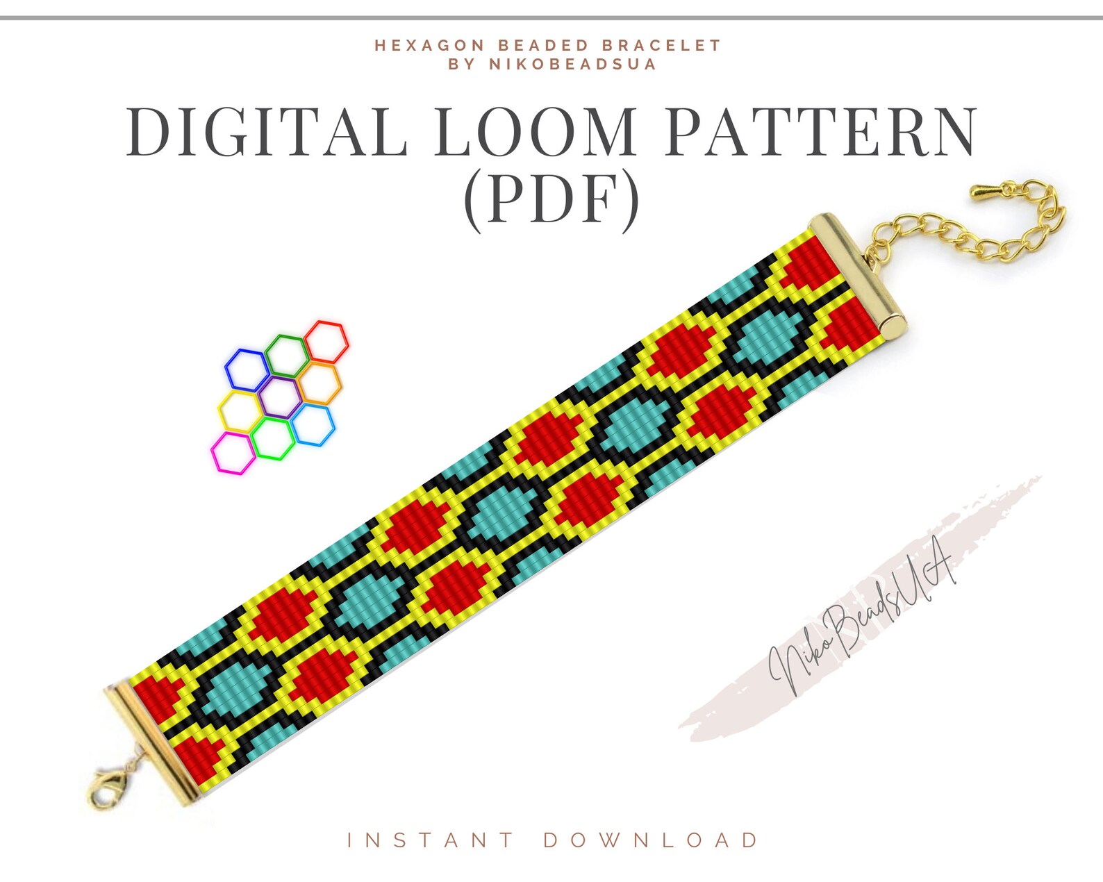 Hexagon Loom Pattern for Beaded Bracelet Ethnic Pattern DIY Etsy