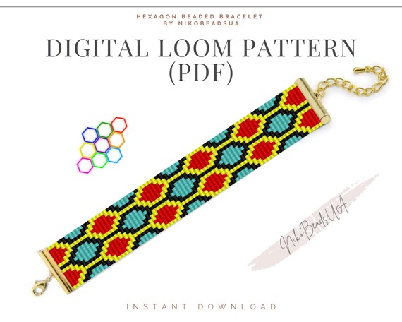 Hexagon Loom Pattern for Beaded Bracelet Ethnic Pattern DIY | Etsy