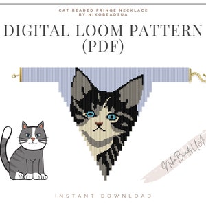 Cat Beaded Loom Necklace Pattern with Fringe - DIY Jewelry Tutorial