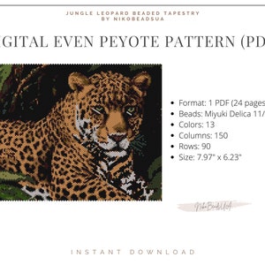 ジャングルのヒョウ、ビーズのタペヨーテ模様、動物模様、ミユキデリカの DIY ビーズ模様