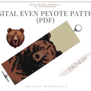 Peyote muster für perlen armband in Miyuki Delica, perlen muster, Tier muster, Bär in Miyuki Delica