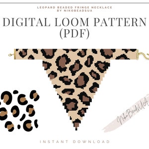 Leopard Beaded Loom Necklace Pattern with Fringe - DIY Jewelry Tutorial