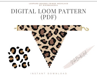 Leopard Beaded Loom Necklace Pattern with Fringe - DIY Jewelry Tutorial