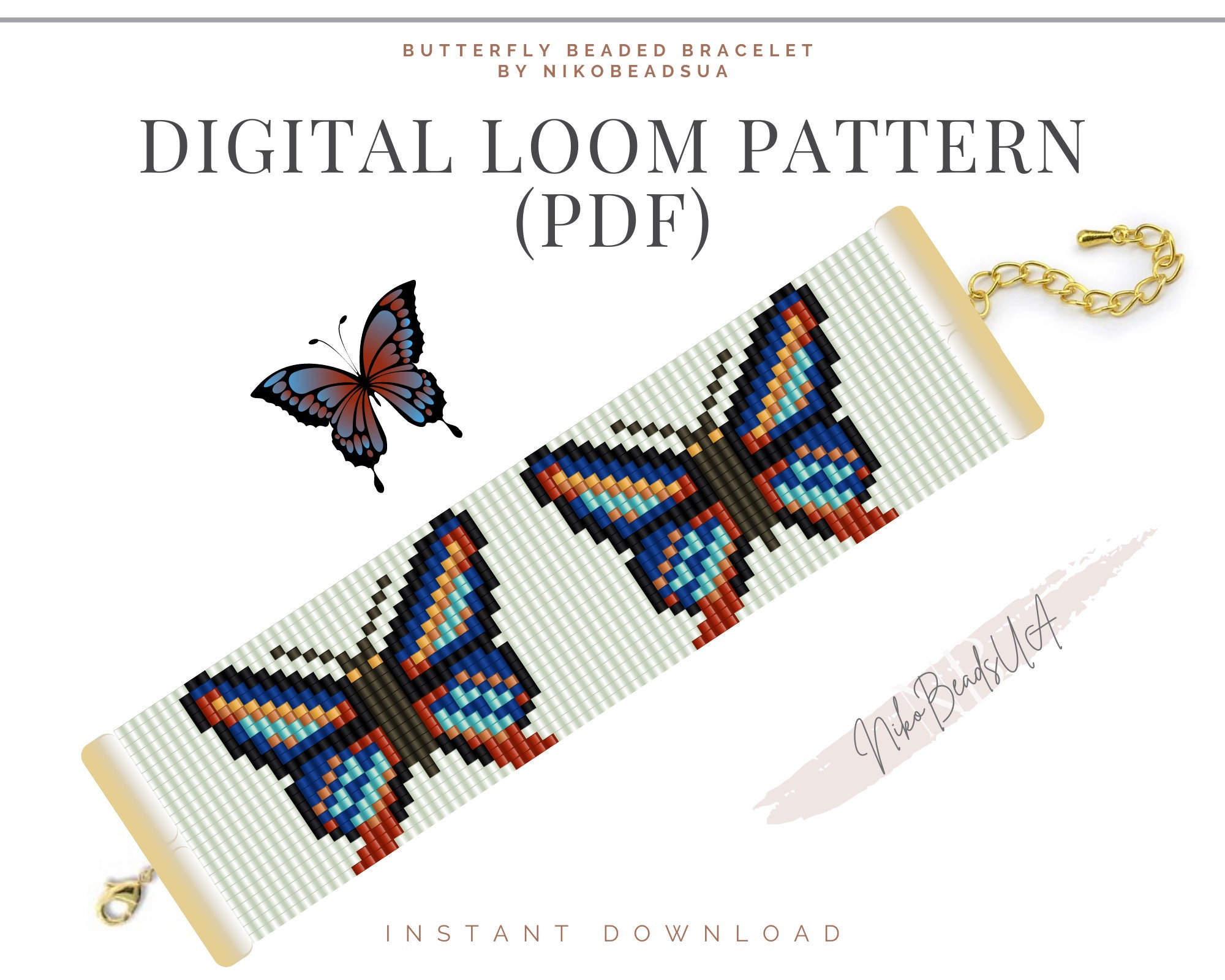 Butterfly Loom Pattern for Beaded Bracelet Butterflies Etsy