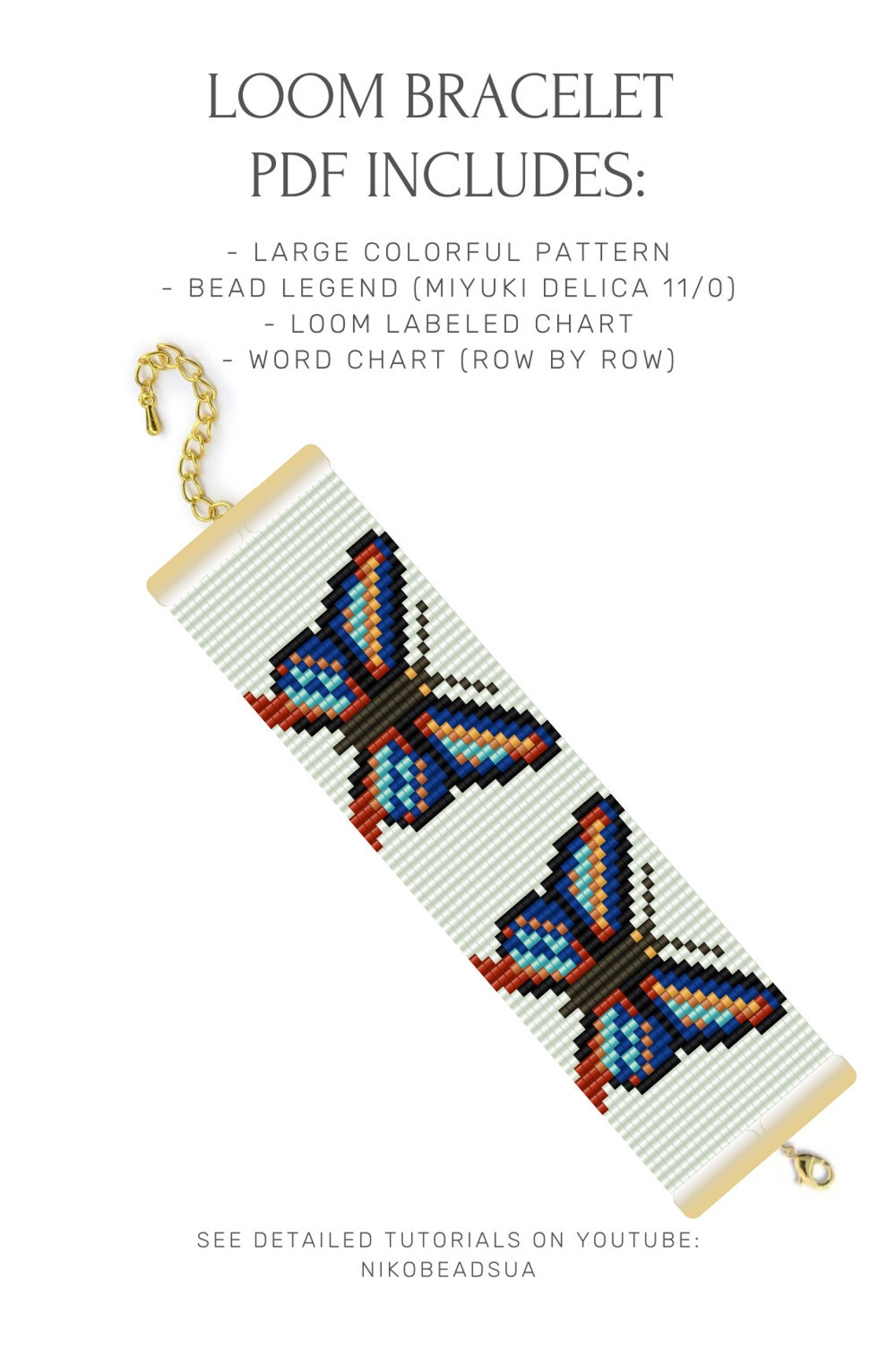 Butterfly Loom Pattern for Beaded Bracelet Butterflies Etsy