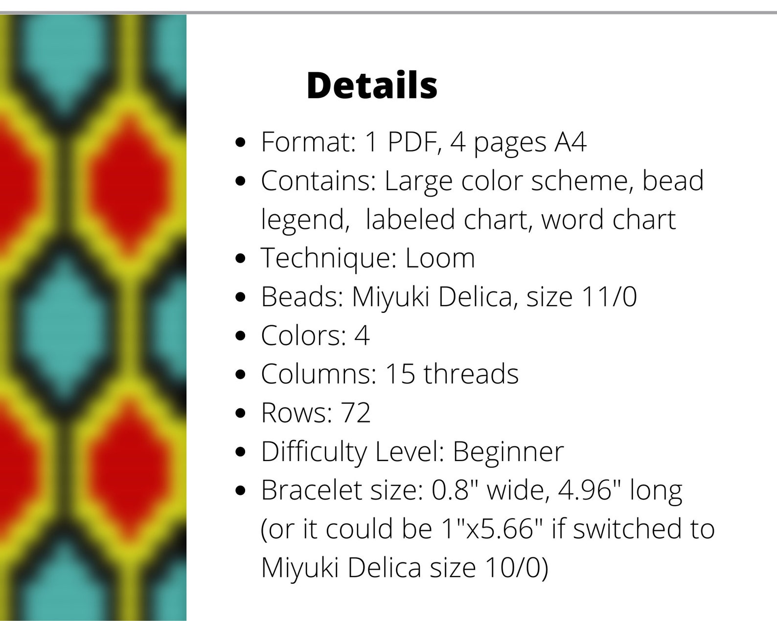 Hexagon Loom Pattern for Beaded Bracelet Ethnic Pattern DIY Etsy