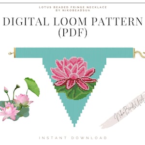Lotus Beaded Loom Fringe Necklace Pattern - DIY Boho Jewelry