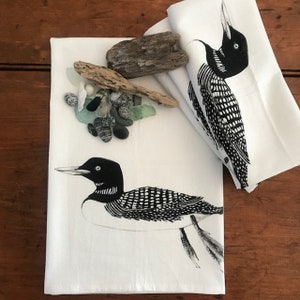 LOON    tea towel from my original illustration 100% Cotton printed in Maine with eco friendly inks. FREE Gift Wrap !!!