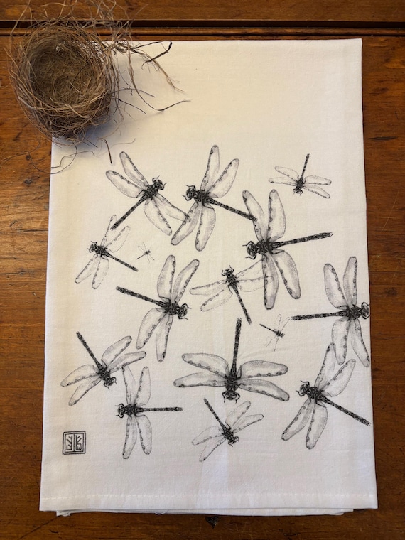 DRAGONFLY tea towel from my original illustration 100% Cotton printed in Maine with eco friendly inks. FREE gift wrap!!!