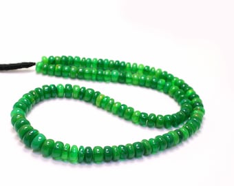 New Beads Green Ethiopian Opal Smooth Roundel Beads Size Approx 3x5.5 to 4x8.5 mm length is 15'' Inches Strand {1 strand}