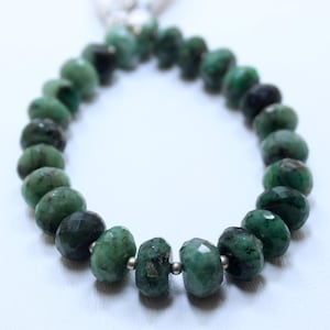 Natural Emerald Faceted Rondelle Shape Beads Emerald Loose Gemstone Beads Size 10MM Approx. length 6.6&#39;&#39;Inches Jewelry Making Beads