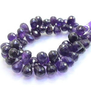 New Beads,Natural Amethyst Faceted Drop Beads 11X8MM TO 13X8MM Approx 7 &#39;&#39;Inches {1 strand}