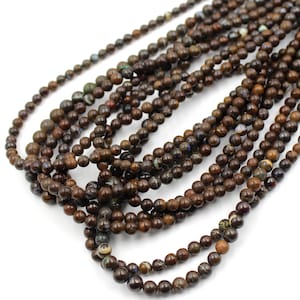Boulder Opal Beads: 5mm Smooth Round Australian Gemstone Strand