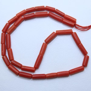 Natural Italian Red Coral Tube Beads, Natural Italian Red Coral Beads Tube Shape Beads 8X4MM To 15X4MM Approx. 14&quot;Inch Jewelry Making