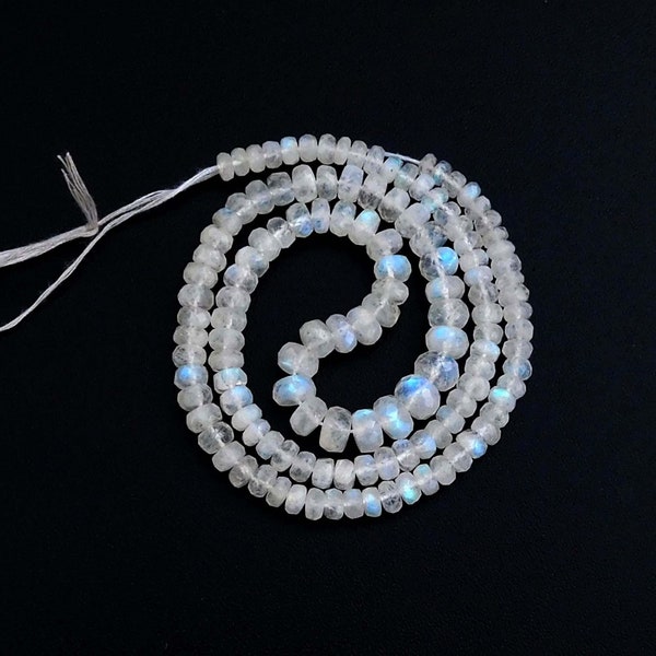 New Beads,Natural Blue Fire Rainbow Moonstone Faceted Beads Roundel shape, Beads 4X7MM Approx 16'' Inches {1 strand} B-37