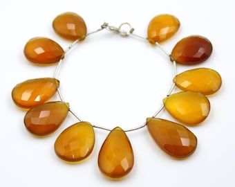 Facettierte Onyx Edelstein Perlen: Handgemachte Birnen Form, 6 "Strang
