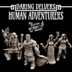 Townsfolke: Human Adventurers TGM-7 D&D NCPs 28mm 32mm