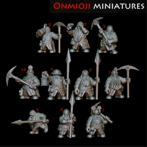 Dwarves Miners D&D Onmioji 28mm 32mm