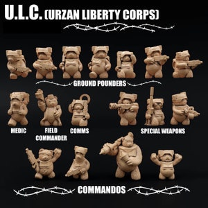Urzan Liberty Corps: Infantry 28mm TGM-7 A force of teddy bear sci-fi soldiers