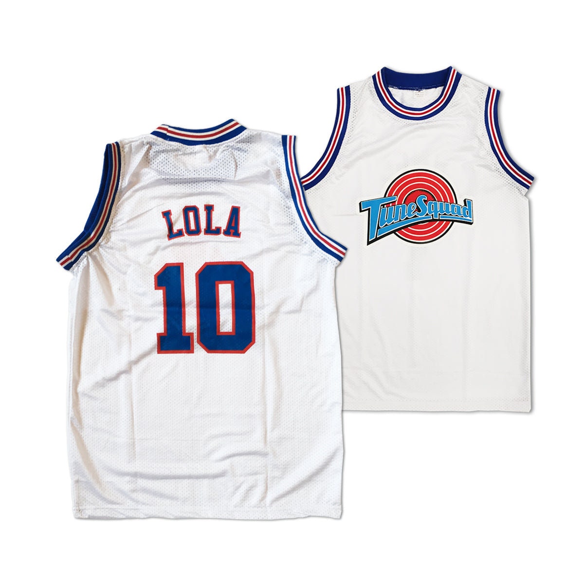 Youth Basketball Jersey LOLA 10#Bunny Space Movie Jerseys for Kids Basketball Shirt for Party S-XL White/Black 