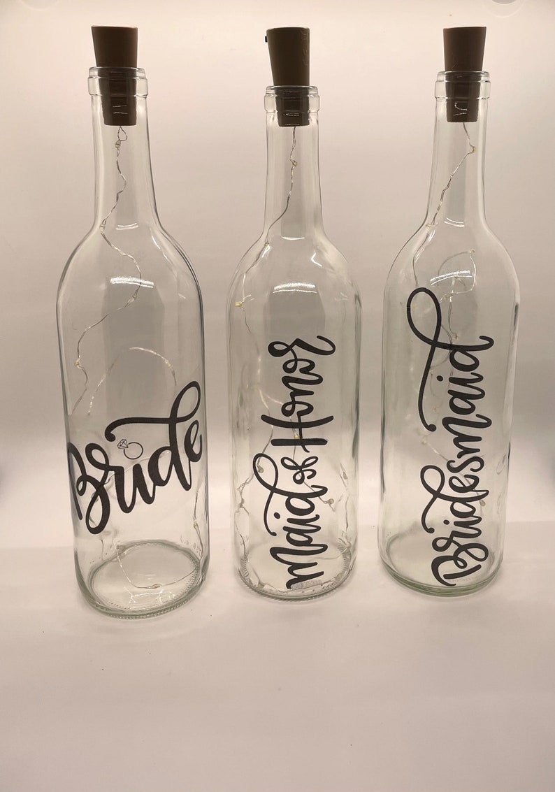 Lighted Wedding Party Bottles Wedding Centerpiece Maid Of Honor Bride Bridesmaid Fairy Lights