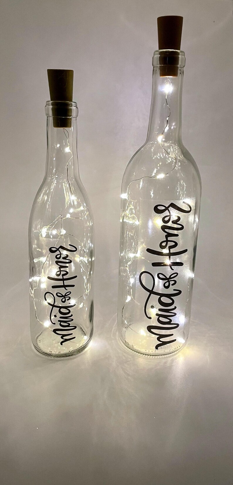 Lighted Wedding Party Bottles Wedding Centerpiece Maid Of Honor Bride Bridesmaid Fairy Lights