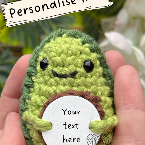 Personalised Avocado desk buddy| affirmation, happy, novelty gift. Motivational reminder, custom wording, just because present