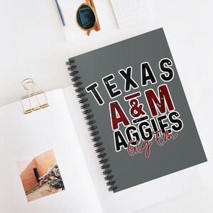 Texas beunruhigt Notizbuch | 6x8 Spiralblock mit Tasche | Notizbuch Schule | Uni Geschenk, Kastanienbraun und Grau