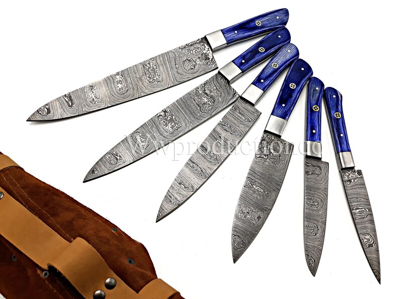 6 PCS Handmade Damascus Steel Chef Knives Set Christmas Gift Etsy