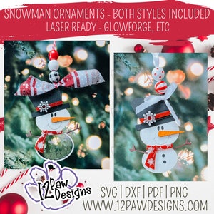 Snowman Ornament Laser Ready, Snowman, Snowman Svg, Glowforge, Svg/Dxf/Png/Eps, Digital Download, Cut File