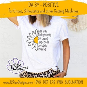 Daisy, Daisy Positive, Smile Often, Laugh Loudly, Love Others, Cricut, Silhouette, Sublimation, Svg, Png, Digital Download, Cut File