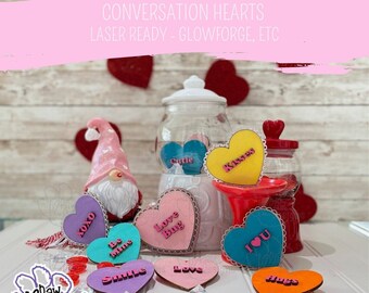 Conversation Hearts, Candy Hearts, Valentine Heart, Glowforge, Laser Ready, Svg/Dxf/Png/Eps, Digital Download, Cut File