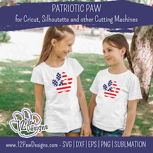 Patriotic Paw, American Flag Paw, Paw Print, 4th of July, Cricut, Silhouette, Sublimation, Svg/Dxf/Png/Eps, Digital Download, Cut File