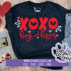 Hugs & Kisses, Xoxo, Valentines Svg, Cricut, Silhouette, Sublimation, Svg/Dxf/Png/Eps, Digital Download, Cut File