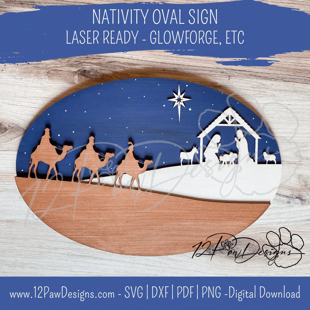 Nativity Oval Sign, Christmas Decor, Nativity Door, Nativity Wall, Wall ...