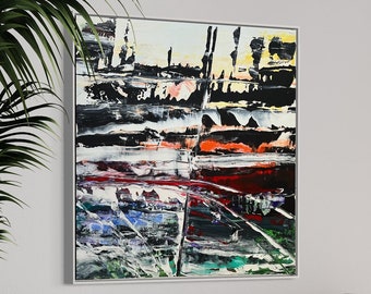 Morning in the harbor, Abstract Print,  Original Painting Prophetic Art Christian Artwork Modern Wall Decor