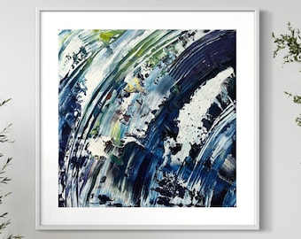 Spring Waterfall, Abstract Print,  Original Painting Prophetic Art Christian Artwork Modern Wall Decor