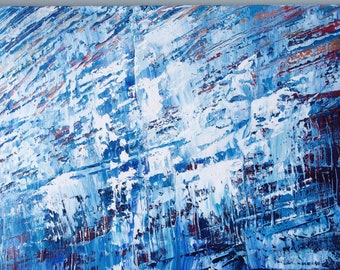 Abstract Navy Blue Texture Painting: Modern Art Print