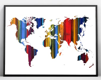DIGITAL DOWNLOAD, World Map Printable Wall Art Poster Print Decor ...