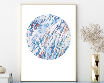 Navy Blue Abstract Brushstroke Art Print (Digital Download)