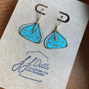 Vintage Tin Earrings, Repurposed Tin Jewelry