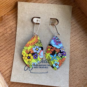 Vintage Tin Earrings, Repurposed Tin Jewelry