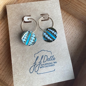 Vintage Tin Earrings, Repurposed Tin Jewelry