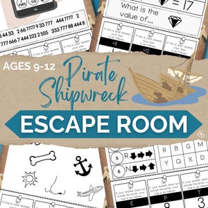 Pirate Escape Room Game. Printable Party Game for Kids and Families. Escape Rooms Kit, Printable Party Game, Mystery Puzzle, DIY Escape Room
