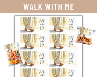 Printable Christ centered inspirational gift tag, Encouraging faith-based walk with me treat tag, Uplifting thank you tag, favor tag, PDF