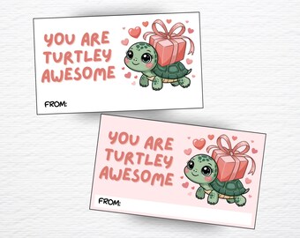 Valentine Treat Topper You Are Turtley Awesome, Valentine Treats, Classroom Valentines, Valentine Gift Tag, Valentine Party, Favor Tags, PDF