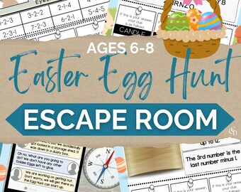 EASTER Egg Escape Rooms for Kids, Printable Party Game, Easter Egg Theme, Mystery Puzzle Game, Puzzles for Kids, DIY Party Game Ages 6-8.