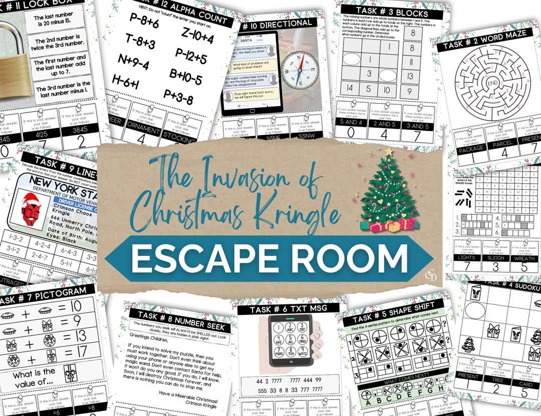 Christmas Escape Rooms for Kids Printable Party Game Etsy